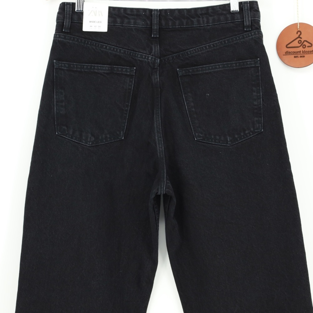ZARA HIGH RISE FULL LENGTH RAW HEM WIDE LEG DISTRESSED JEANS‎ - Picture 4 of 7